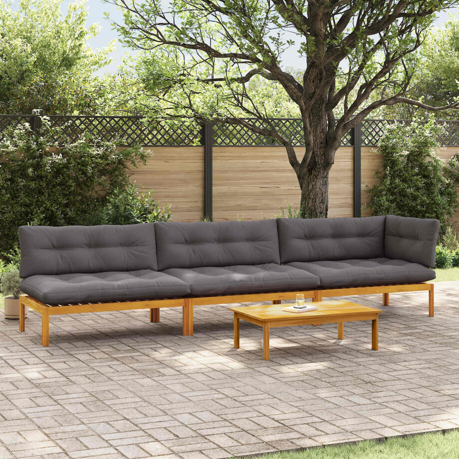 vidaXL 4 Stuk Garden Pallet Sofa Units Massief Acaciahout Naturel afbeelding 1