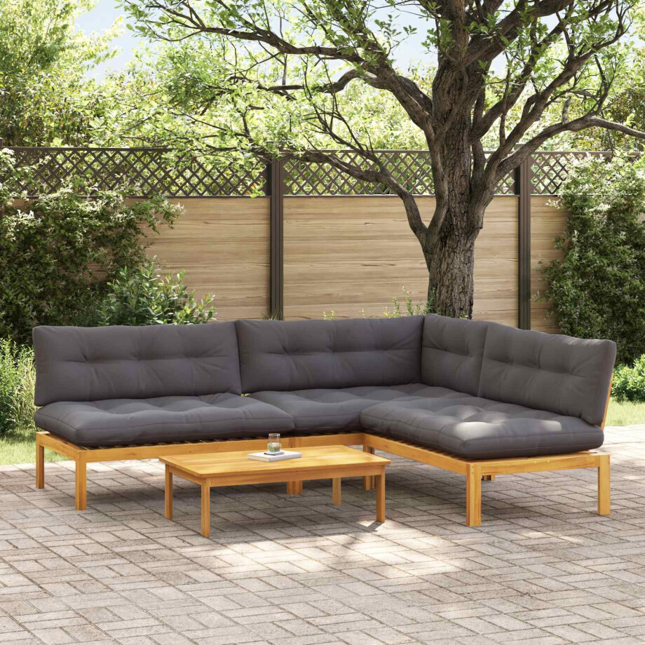 vidaXL 4 Stuk Garden Pallet Sofa Units Massief Acaciahout Naturel afbeelding 1