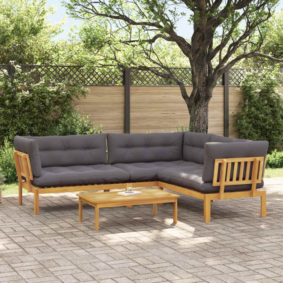 vidaXL 4 Stuk Garden Pallet Sofa Units Massief Acaciahout Naturel afbeelding 1