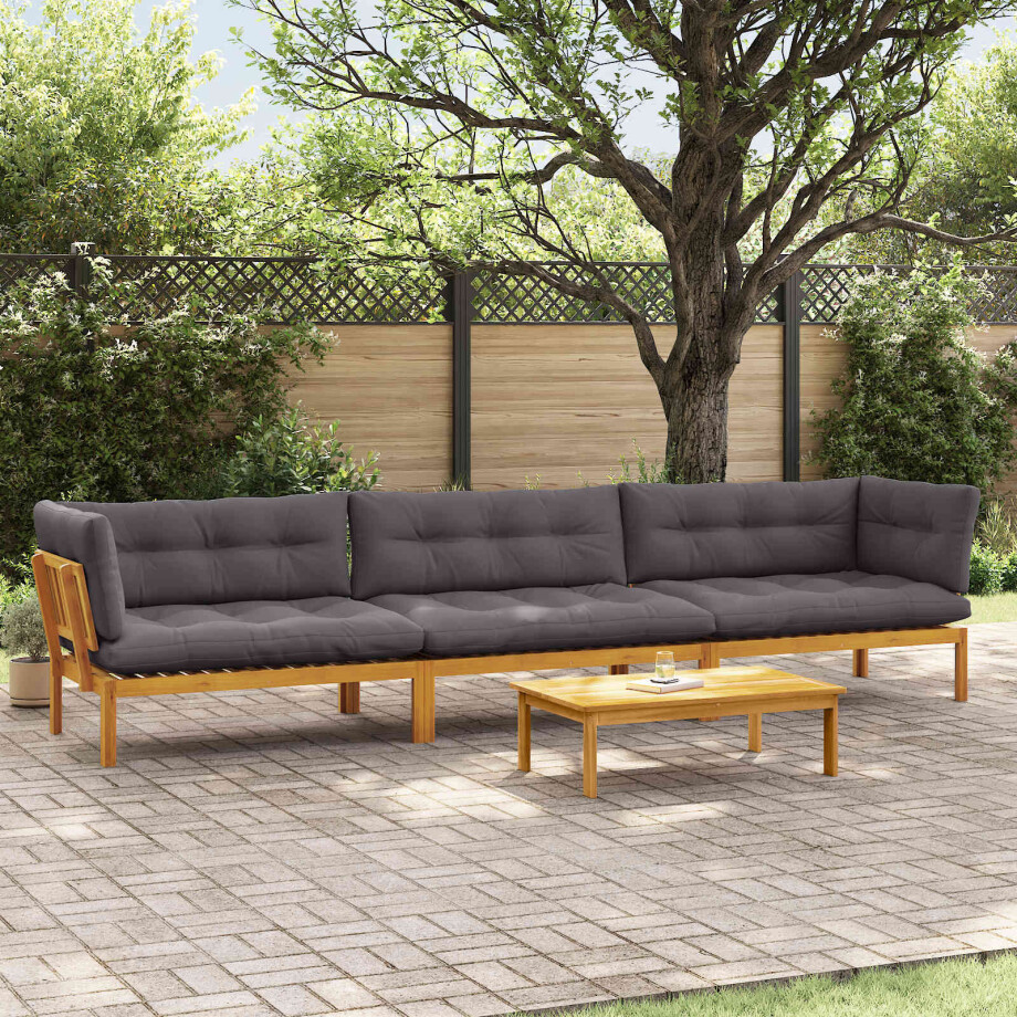 vidaXL 4 Stuk Garden Pallet Sofa Units Massief Acaciahout Naturel afbeelding 1