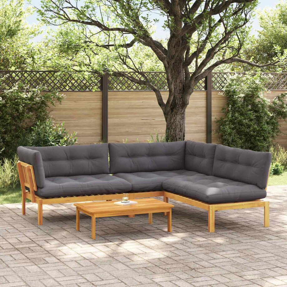 vidaXL 4 Stuk Garden Pallet Sofa Units Massief Acaciahout Naturel afbeelding 1