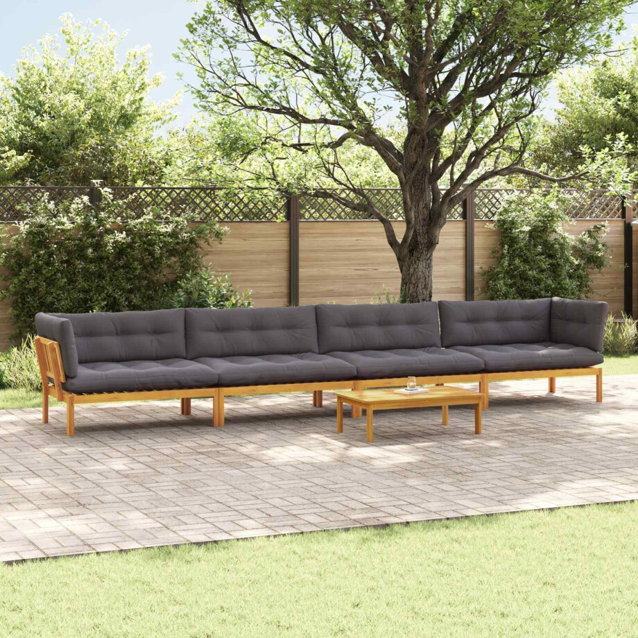 vidaXL 5 Stuk Garden Pallet Sofa Units Massief Acaciahout Naturel afbeelding 1