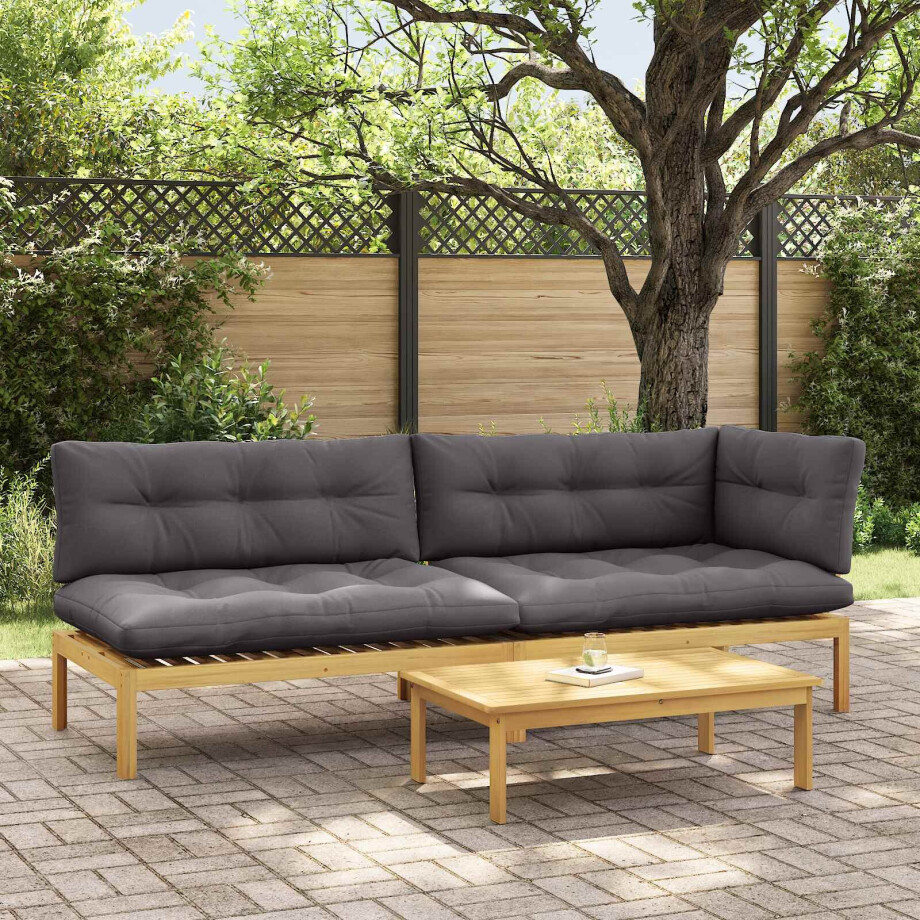 vidaXL 3 Stuk Garden Pallet Sofa Units Massief Acaciahout Licht Bruin afbeelding 1