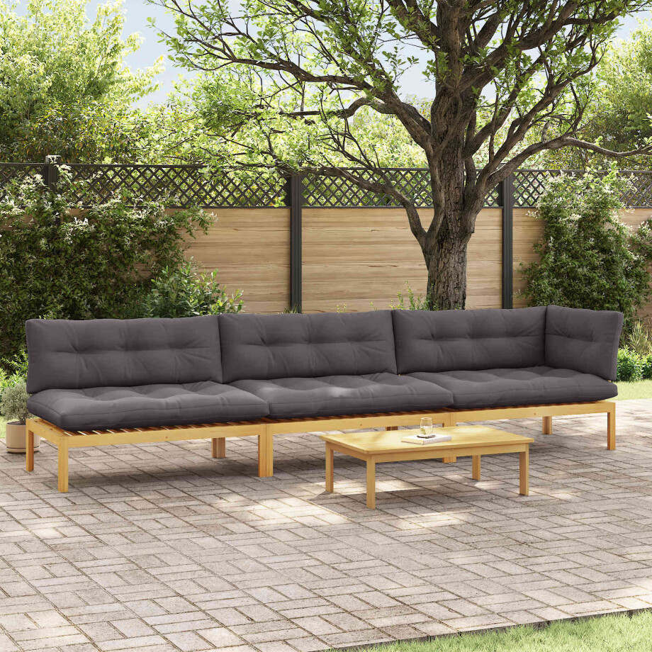 vidaXL 4 Stuk Garden Pallet Sofa Units Massief Acaciahout Licht Bruin vidaXL 4 Stuk Garden Pallet Sofa Units Massief Acaciahout Licht Bruin afbeelding 1