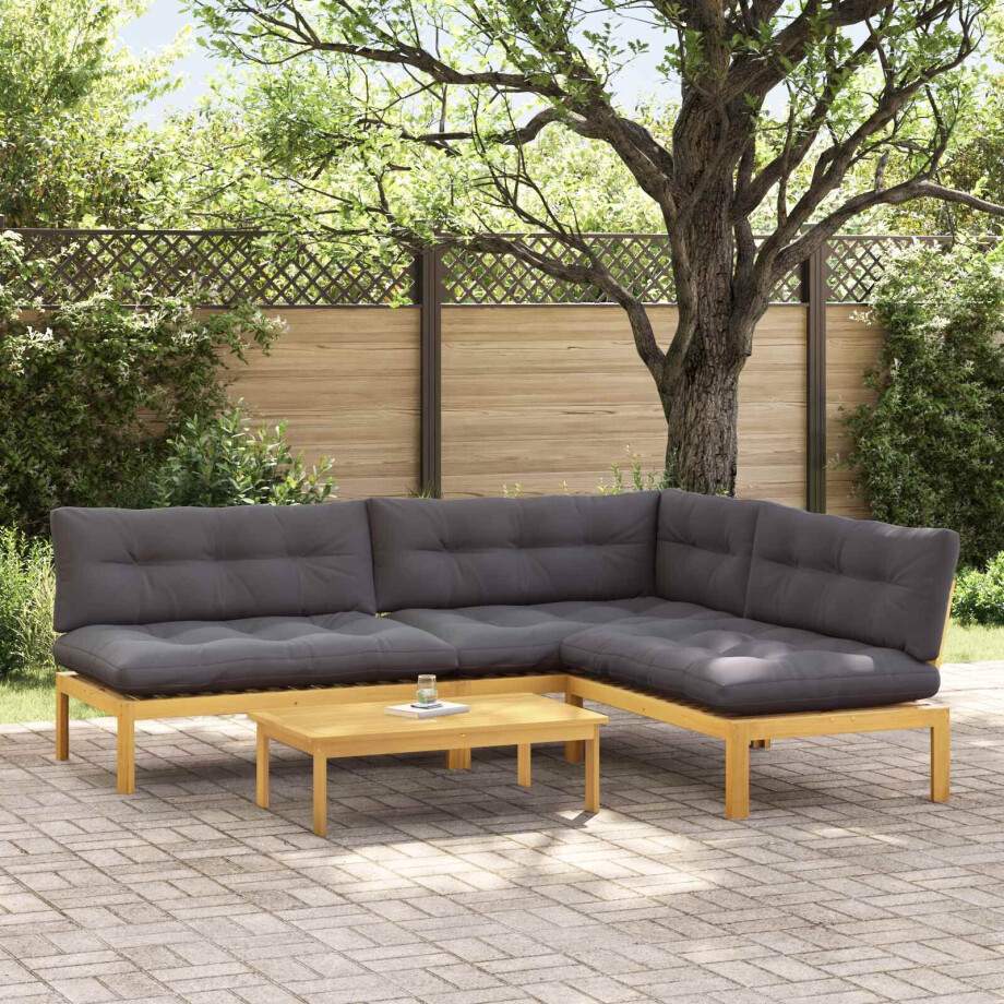 vidaXL 4 Stuk Garden Pallet Sofa Units Massief Acaciahout Licht Bruin afbeelding 1