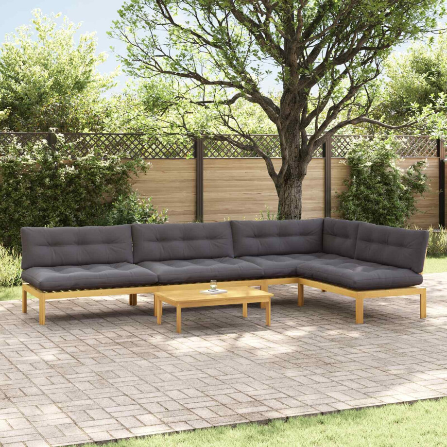 vidaXL 5 Stuk Garden Pallet Sofa Units Massief Acaciahout Licht Bruin vidaXL 5 Stuk Garden Pallet Sofa Units Massief Acaciahout Licht Bruin afbeelding 1