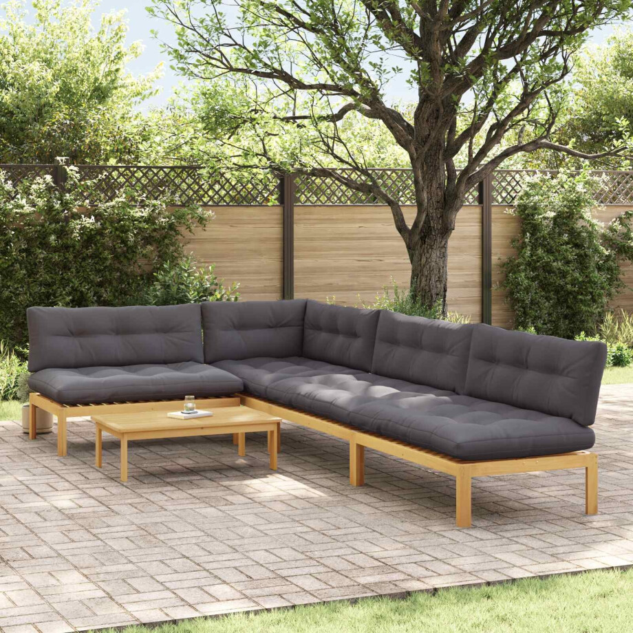 vidaXL 5 Stuk Garden Pallet Sofa Units Massief Acaciahout Licht Bruin afbeelding 1
