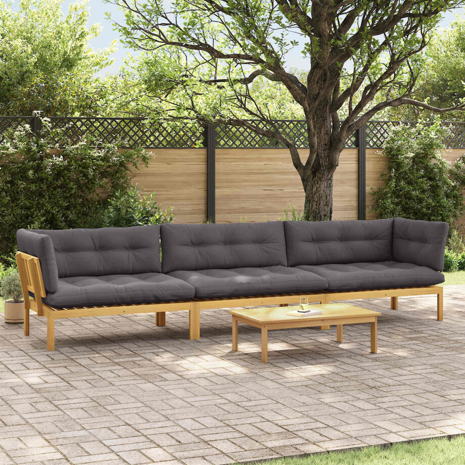 vidaXL 4 Stuk Garden Pallet Sofa Units Massief Acaciahout Licht Bruin vidaXL 4 Stuk Garden Pallet Sofa Units Massief Acaciahout Licht Bruin afbeelding 1