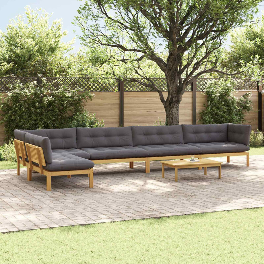 vidaXL 6 Stuk Garden Pallet Sofa Units Massief Acaciahout Licht Bruin afbeelding 1