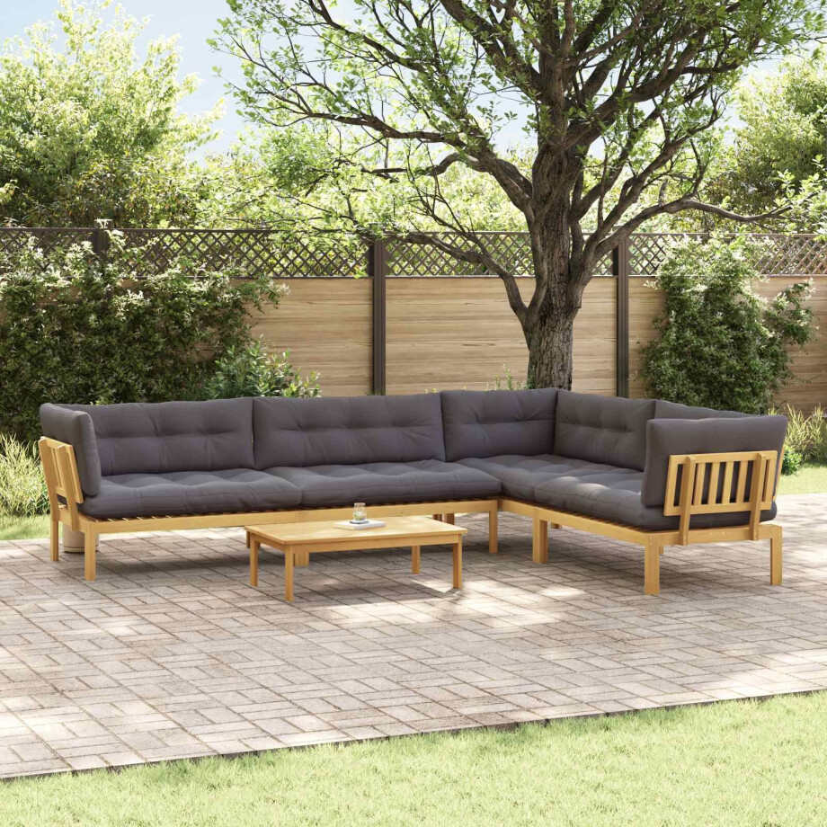 vidaXL 5 Stuk Garden Pallet Sofa Units Massief Acaciahout Licht Bruin afbeelding 1