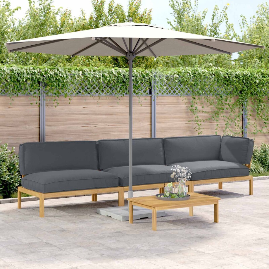 vidaXL Bankstel met kussen Effen 4 pcs Antraciet Massief Acaciahout vidaXL Bankstel met kussen Effen 4 pcs Antraciet Massief Acaciahout afbeelding 1