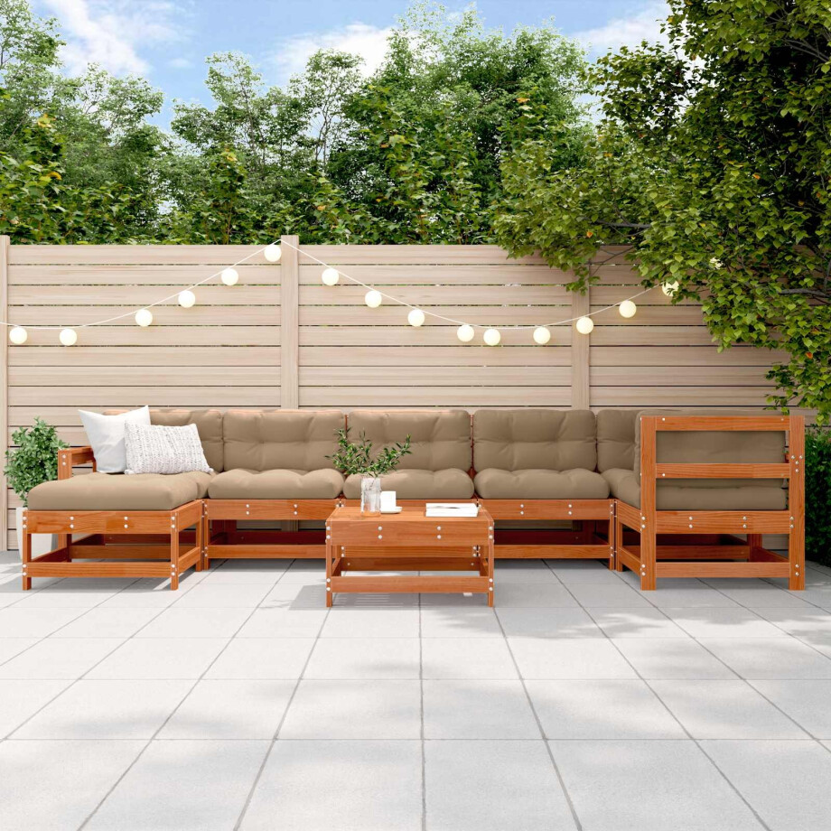vidaXL Tuin loungeset 8 pcs Wasbruin Massief grenenhout afbeelding 1