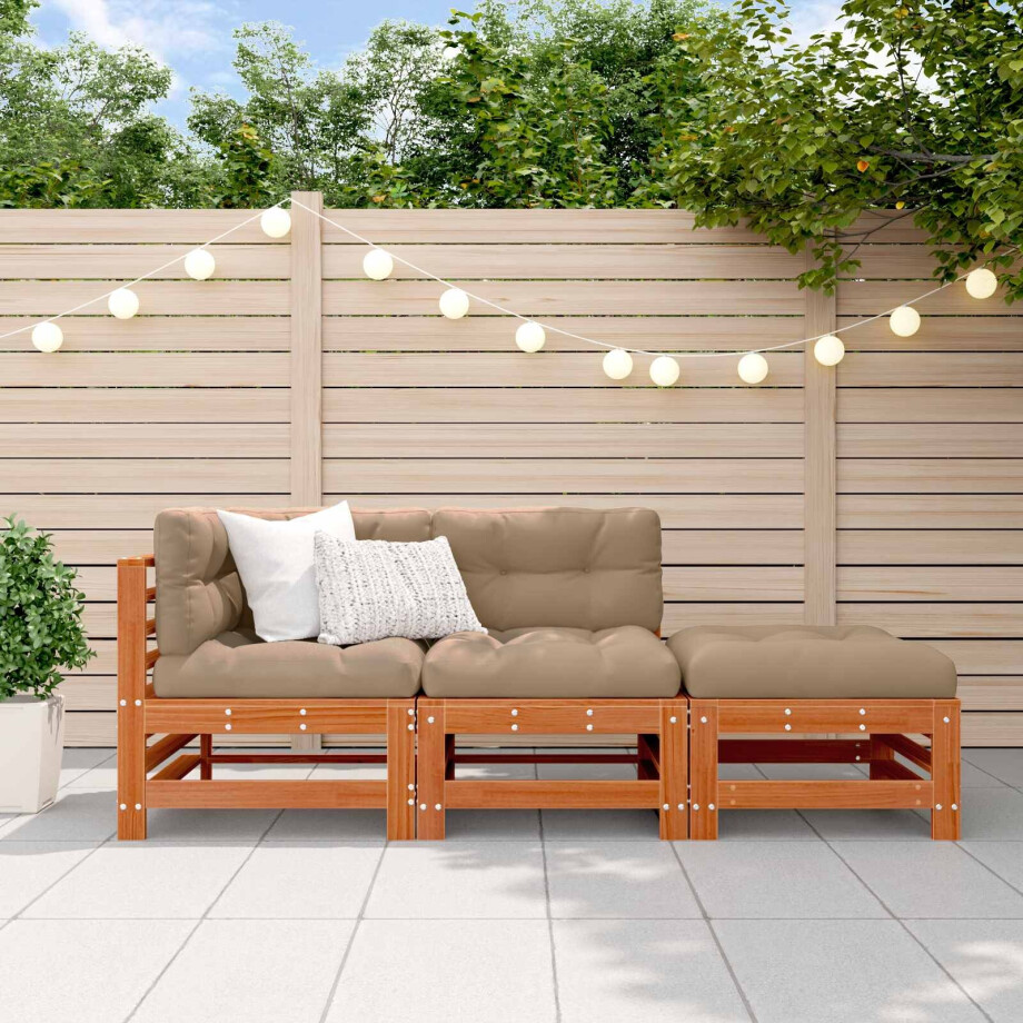 vidaXL Tuin loungeset 3 pcs Wasbruin Massief grenenhout afbeelding 1