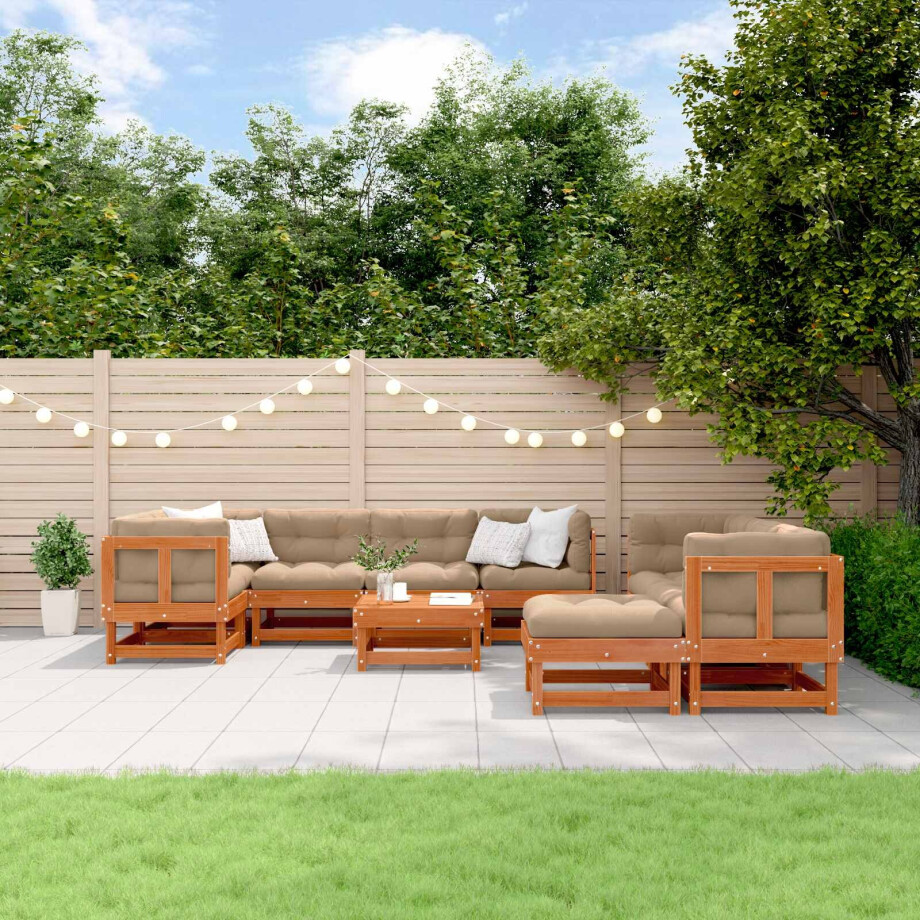 vidaXL Tuin loungeset 33 pcs Wasbruin Massief grenenhout afbeelding 1