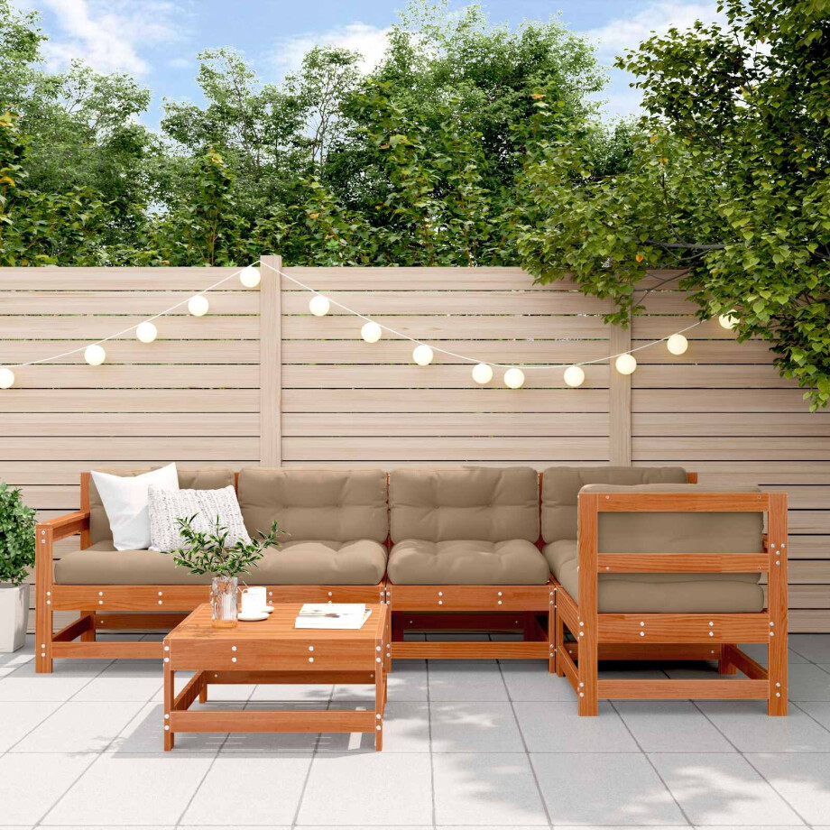 vidaXL Tuin loungeset 6 pcs Wasbruin Massief grenenhout afbeelding 1