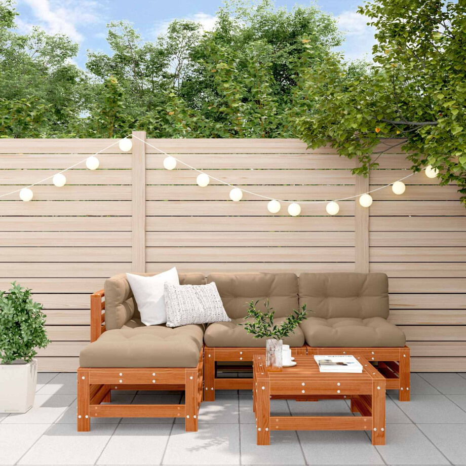 vidaXL Tuin loungeset 5 pcs Wasbruin Massief grenenhout afbeelding 1