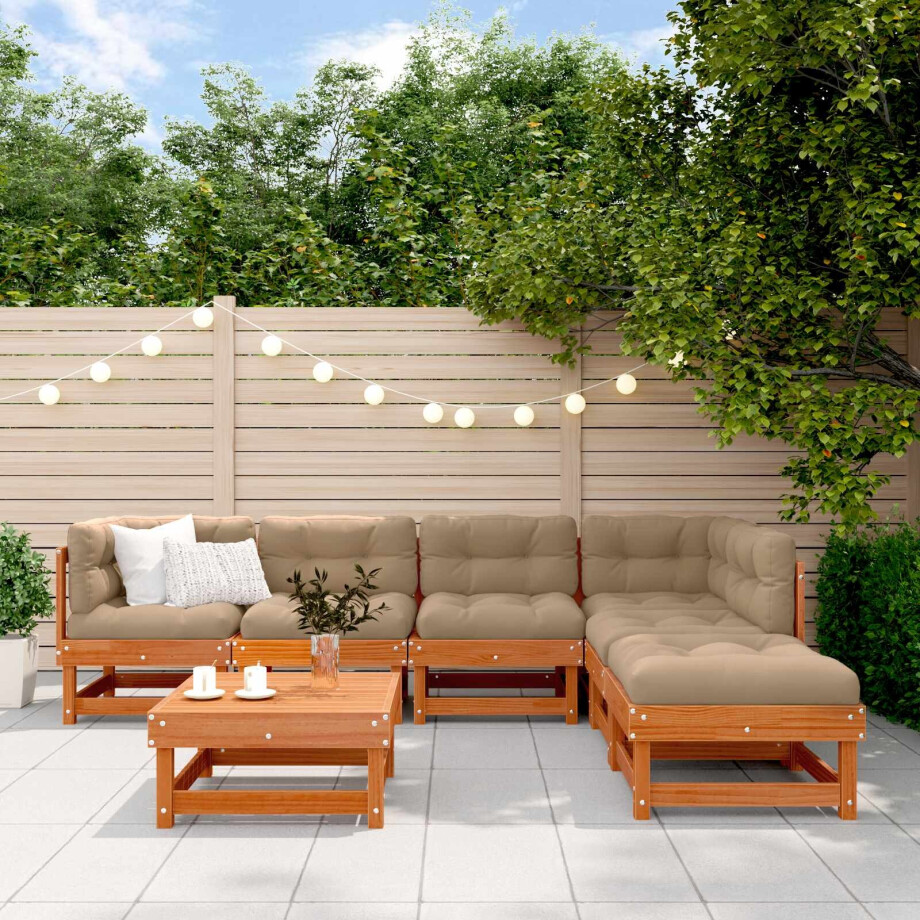 vidaXL Tuin loungeset 7 pcs Wasbruin Massief grenenhout afbeelding 1