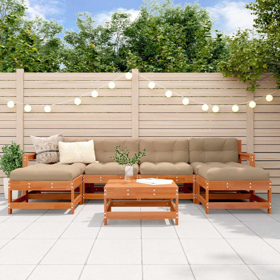 vidaXL Tuin loungeset 7 pcs Wax Bruin Den Massief grenenhout vidaXL Tuin loungeset 7 pcs Wax Bruin Den Massief grenenhout afbeelding 1