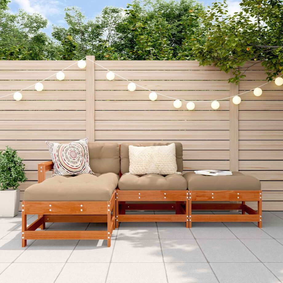 vidaXL Tuin loungeset 4 pcs Wasbruin Massief grenenhout vidaXL Tuin loungeset 4 pcs Wasbruin Massief grenenhout afbeelding 1