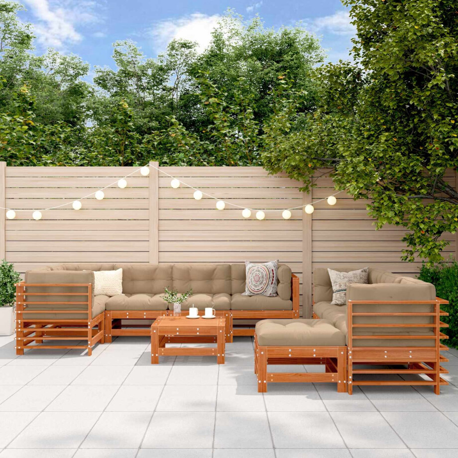 vidaXL Tuin loungeset 10 pcs Wasbruin Massief grenenhout afbeelding 1