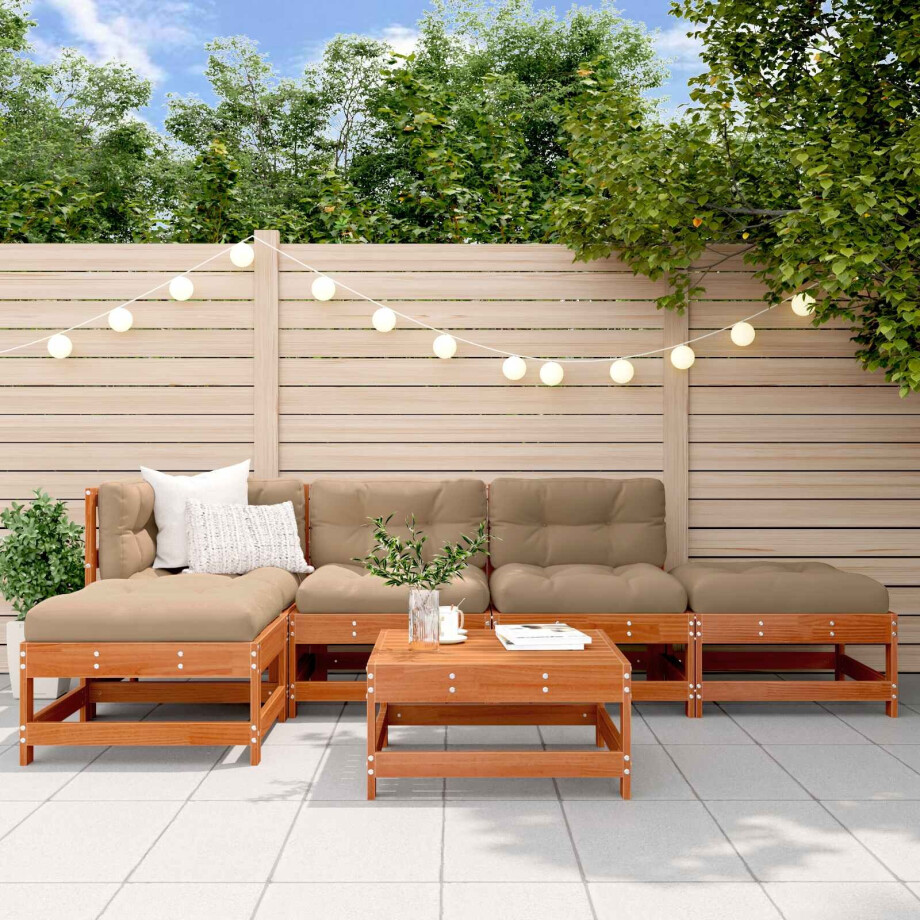 vidaXL Tuin loungeset 5 pcs Wax Bruin Den Massief grenenhout vidaXL Tuin loungeset 5 pcs Wax Bruin Den Massief grenenhout afbeelding 1