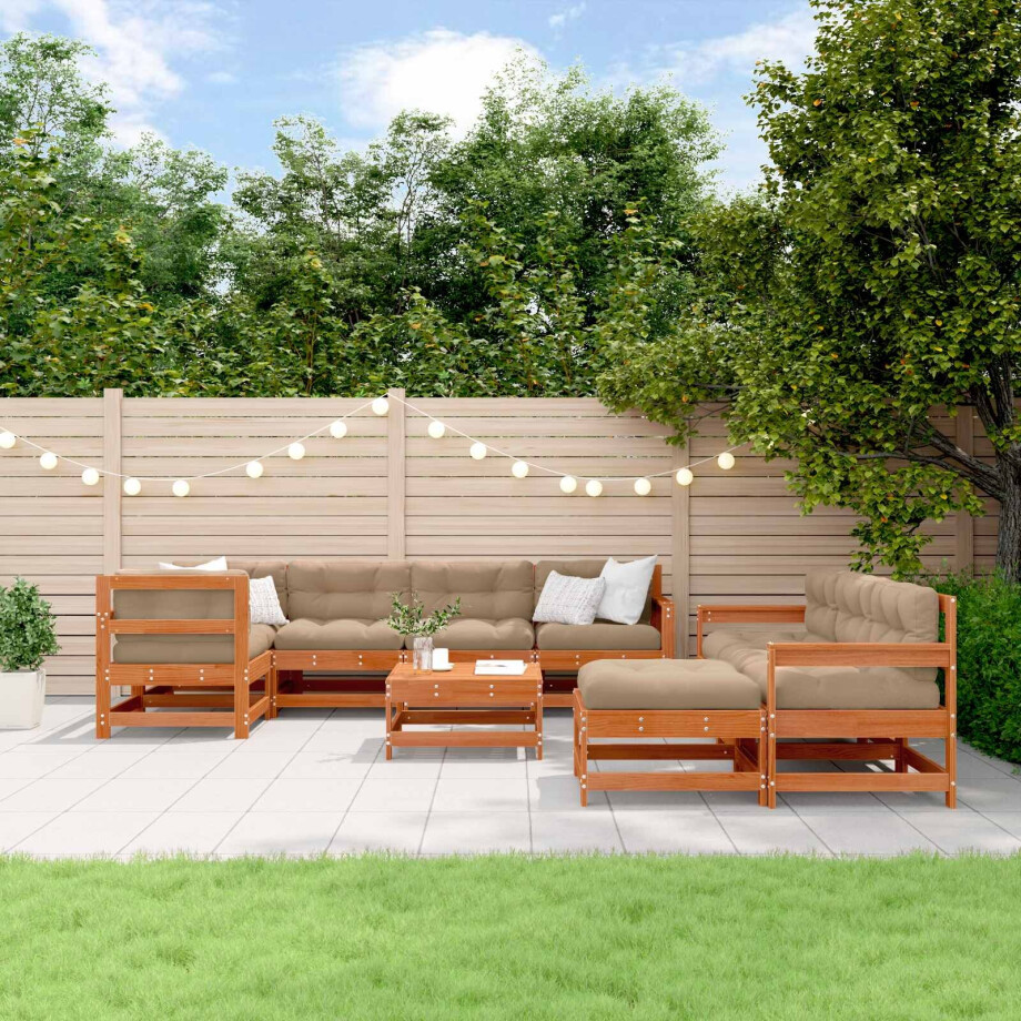 vidaXL Tuin loungeset 10 pcs Wax Bruin Den Massief grenenhout afbeelding 1
