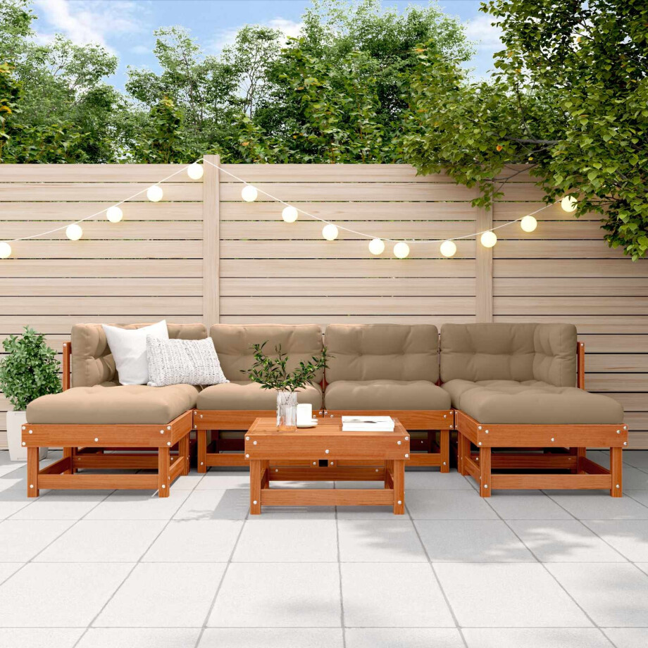 vidaXL Tuin loungeset 7 pcs Waskleur Bruin Massief grenenhout afbeelding 1