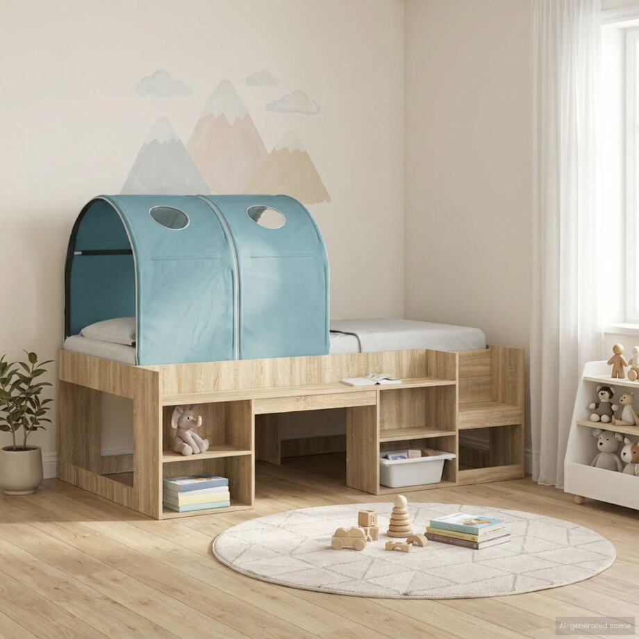 vidaXL Bedtunnel 2 pcs Lichtblauw 211 x 52,5 x 2 cm Polyester vidaXL Bedtunnel 2 pcs Lichtblauw 211 x 52,5 x 2 cm Polyester afbeelding 1