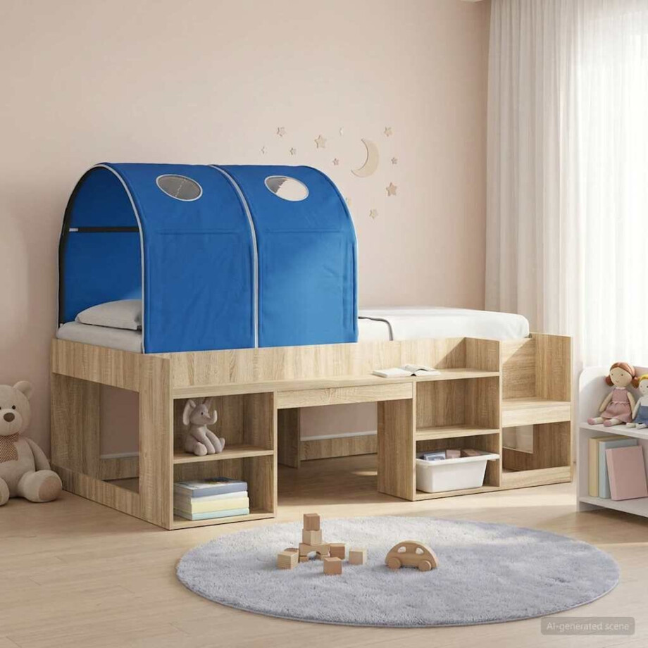 vidaXL Bedtunnel 2 pcs Blauw 211 x 52,5 x 2 cm Polyester vidaXL Bedtunnel 2 pcs Blauw 211 x 52,5 x 2 cm Polyester afbeelding 1