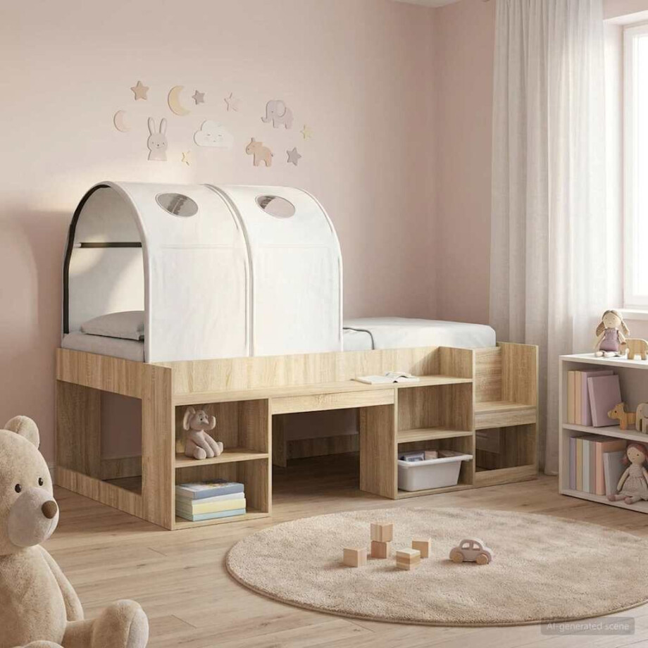 vidaXL Bedtunnel 2 pcs Wit 211 x 52,5 x 2 cm Polyester vidaXL Bedtunnel 2 pcs Wit 211 x 52,5 x 2 cm Polyester afbeelding 1