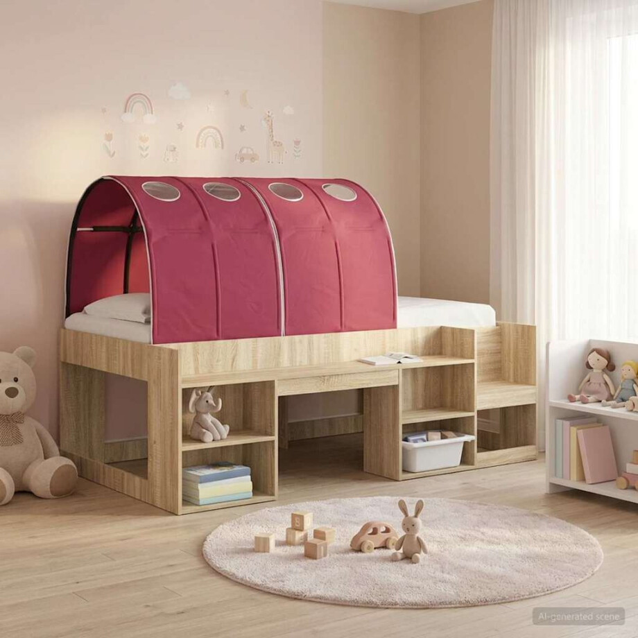 vidaXL Bedtunnel 2 pcs Rood 211 x 67.5 x 2 cm Polyester afbeelding 1