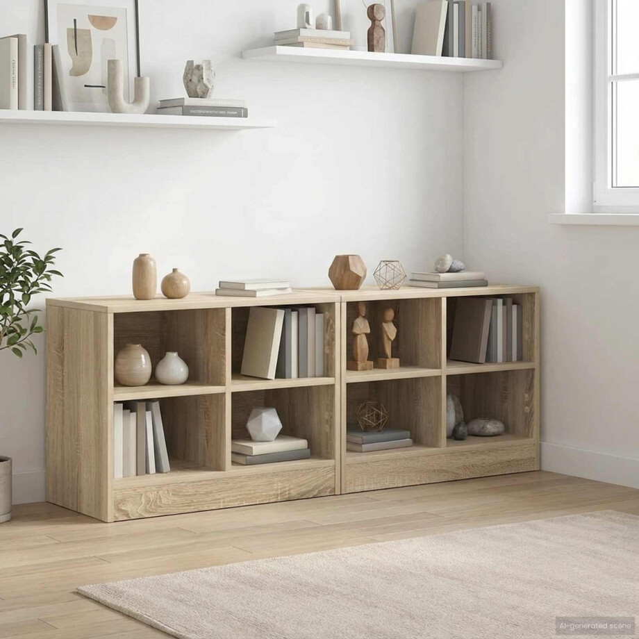 vidaXL Bed kast 2 pcs Sonoma Eiken 66 x 33 x 48 cm Bewerkt hout afbeelding 1