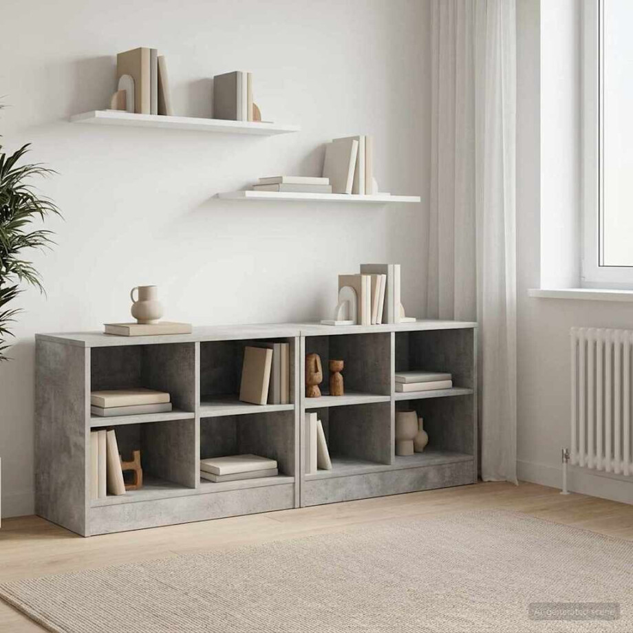 vidaXL Bed kast 2 pcs Betongrijs 66 x 33 x 48 cm Bewerkt hout vidaXL Bed kast 2 pcs Betongrijs 66 x 33 x 48 cm Bewerkt hout afbeelding 1