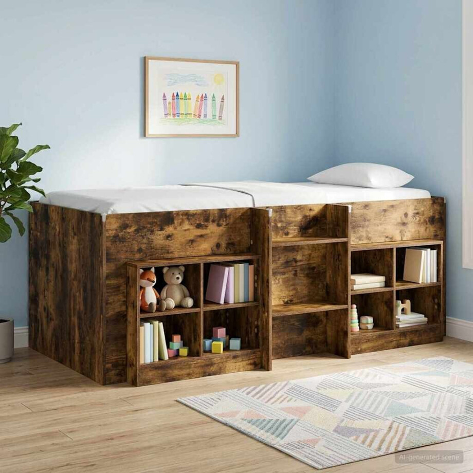 vidaXL Bed kast 2 pcs Gerookt eiken 66 x 33 x 48 cm Bewerkt hout vidaXL Bed kast 2 pcs Gerookt eiken 66 x 33 x 48 cm Bewerkt hout afbeelding 1