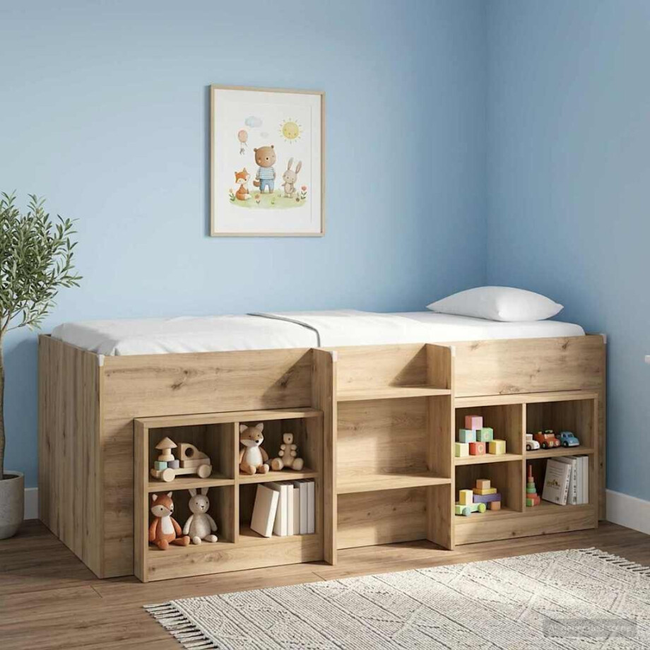 vidaXL Bed kast 2 pcs Artisanaal eiken 66 x 33 x 48 cm Bewerkt hout vidaXL Bed kast 2 pcs Artisanaal eiken 66 x 33 x 48 cm Bewerkt hout afbeelding 1