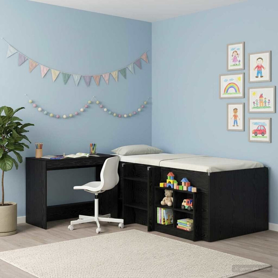 vidaXL Bed Bureau Zwart eiken Bewerkt hout 100 x 45 x 75 cm vidaXL Bed Bureau Zwart eiken Bewerkt hout 100 x 45 x 75 cm afbeelding 1
