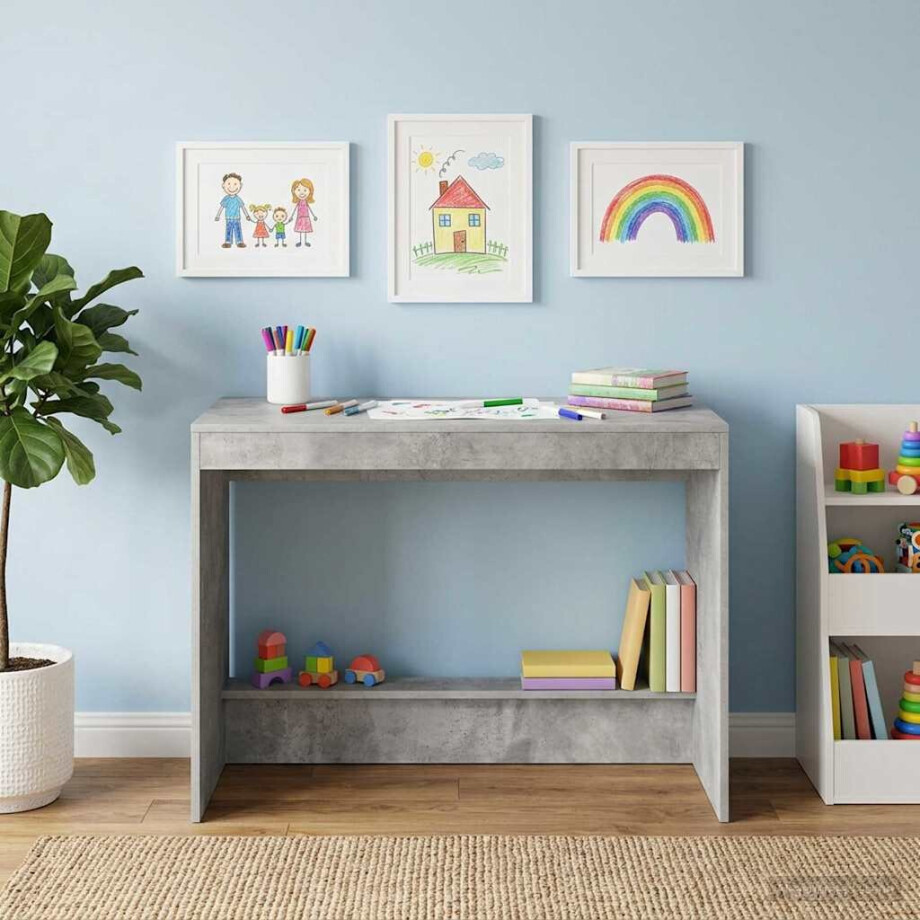 vidaXL Bed Bureau Betongrijs Bewerkt hout 100 x 45 x 75 cm vidaXL Bed Bureau Betongrijs Bewerkt hout 100 x 45 x 75 cm afbeelding 1
