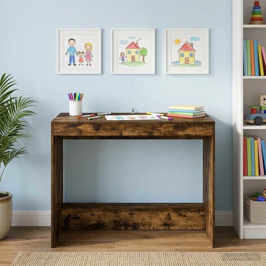 vidaXL Bed Bureau Gerookt eiken Bewerkt hout 100 x 45 x 75 cm vidaXL Bed Bureau Gerookt eiken Bewerkt hout 100 x 45 x 75 cm afbeelding 1