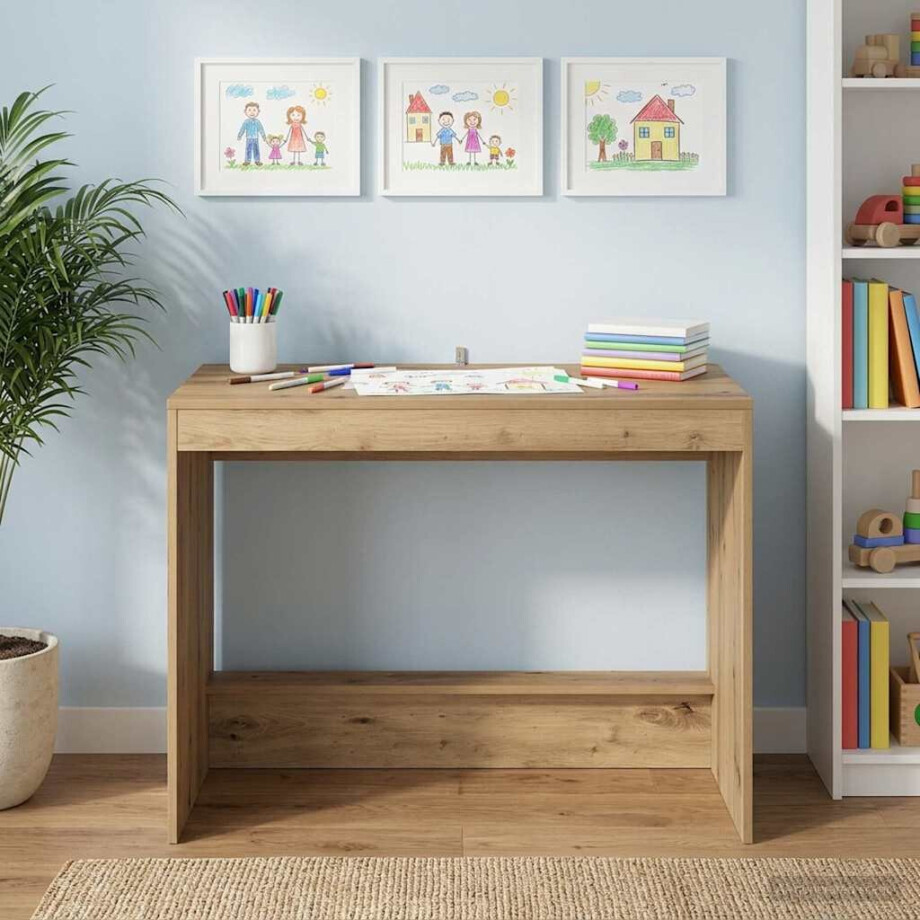 vidaXL Bed Bureau Artisanaal eiken Bewerkt hout 100 x 45 x 75 cm vidaXL Bed Bureau Artisanaal eiken Bewerkt hout 100 x 45 x 75 cm afbeelding 1