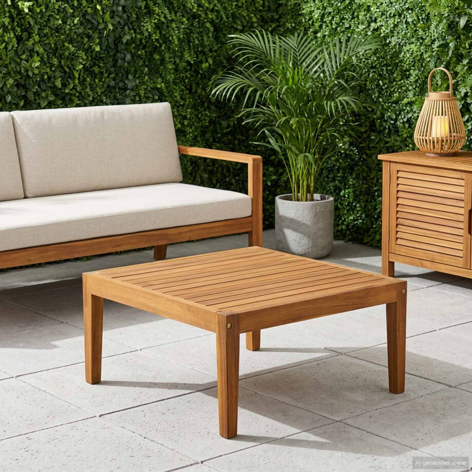 vidaXL Tuinstafel Massief Acaciahout Naturel 60 x 60 x 30 cm vidaXL Tuinstafel Massief Acaciahout Naturel 60 x 60 x 30 cm afbeelding 1