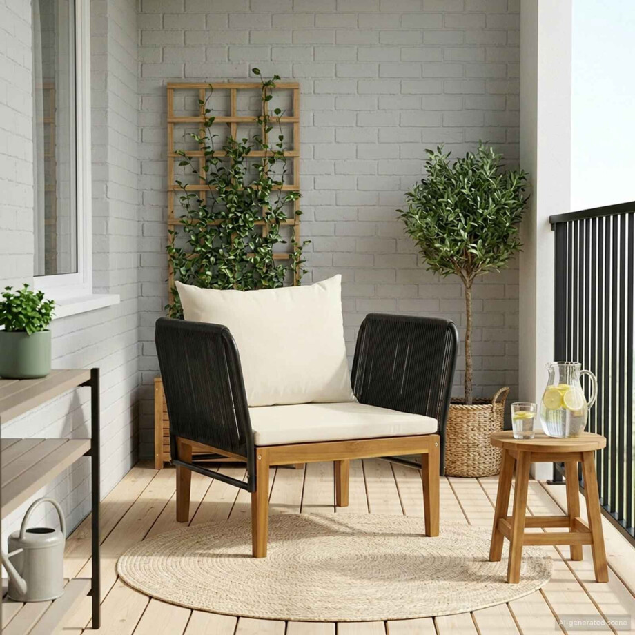 vidaXL Tuinstoel met Kussens Massief acaciahout & touw Naturel afbeelding 1