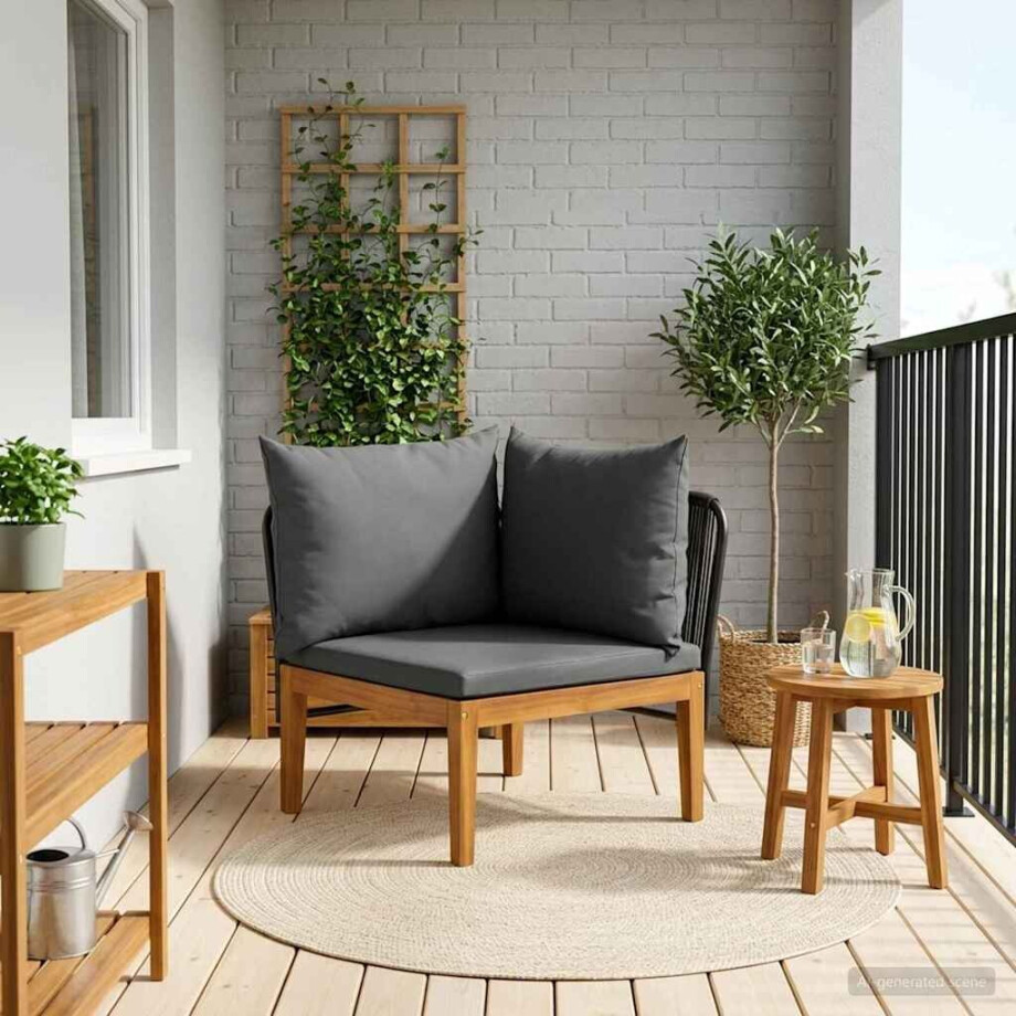 vidaXL Tuin Hoek Sofa met Kussens Massief acaciahout & touw Naturel vidaXL Tuin Hoek Sofa met Kussens Massief acaciahout & touw Naturel afbeelding 1