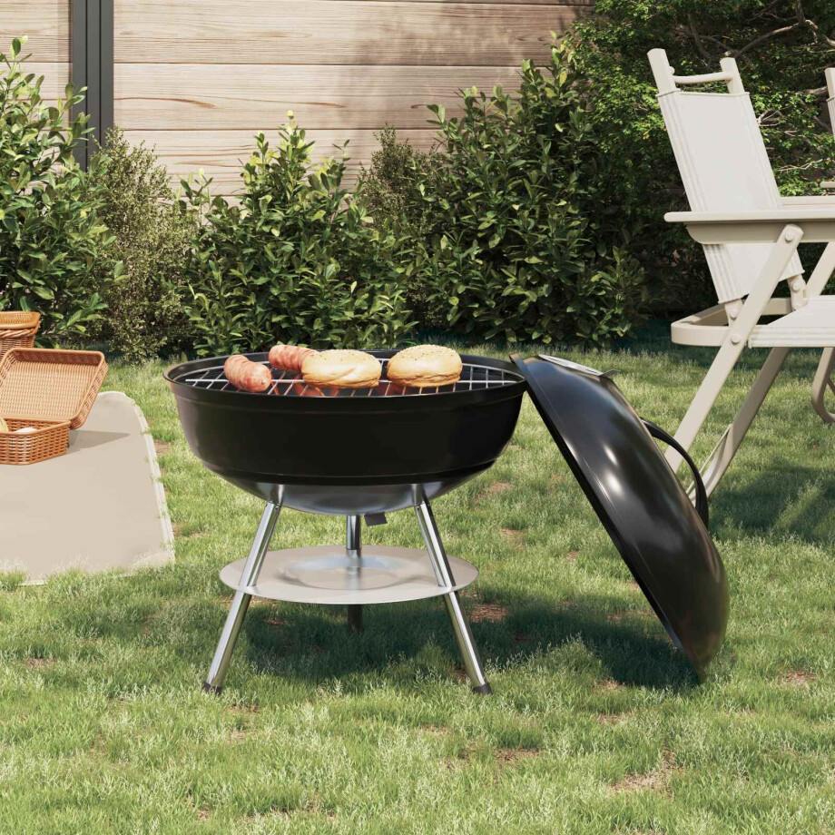 vidaXL Houtskool Grill Zwart 36,5 x 36,5 x 40 cm afbeelding 1