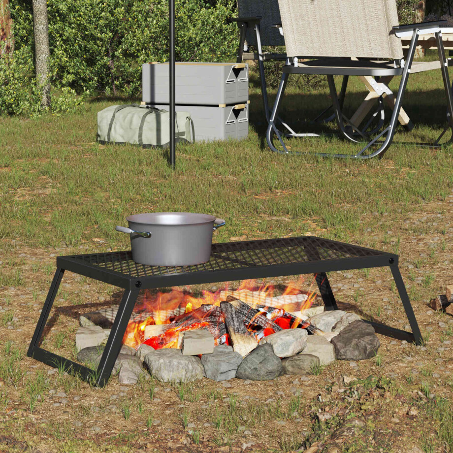 vidaXL Opvouwbare Camping Grill Zwart 58 x 31 x 2 cm Legeringen Staal afbeelding 1