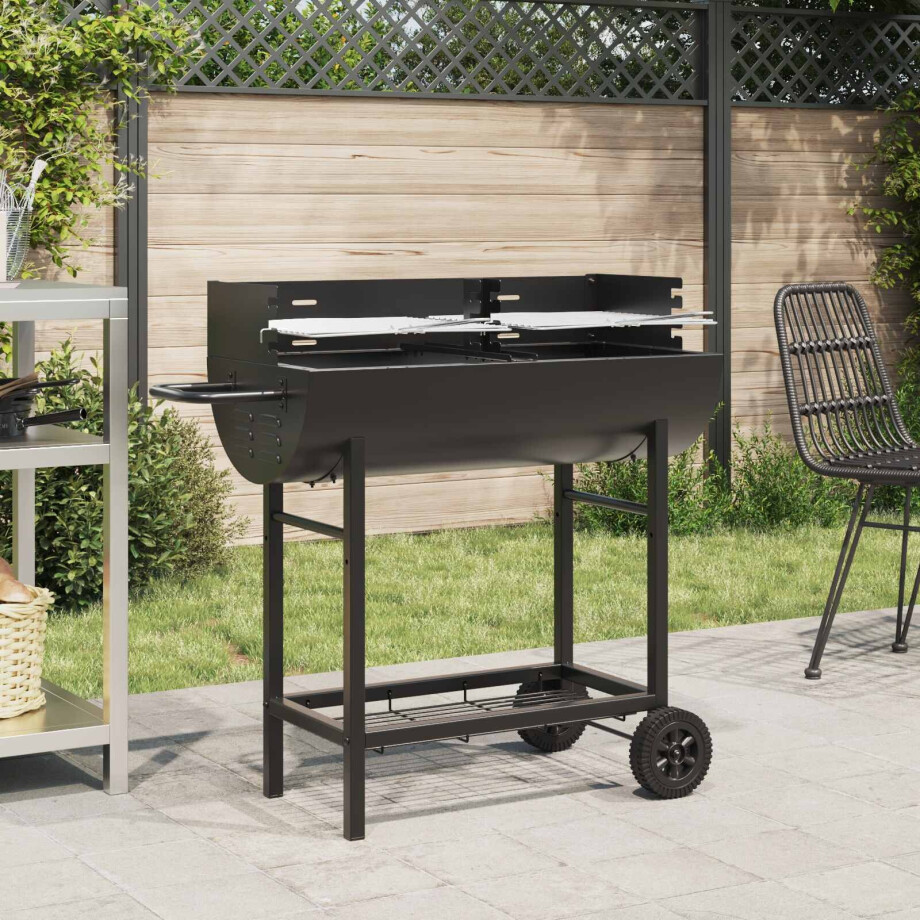 vidaXL Houtskoolgrill 96,5 x 42,5 x 88,5 cm Zwart afbeelding 1