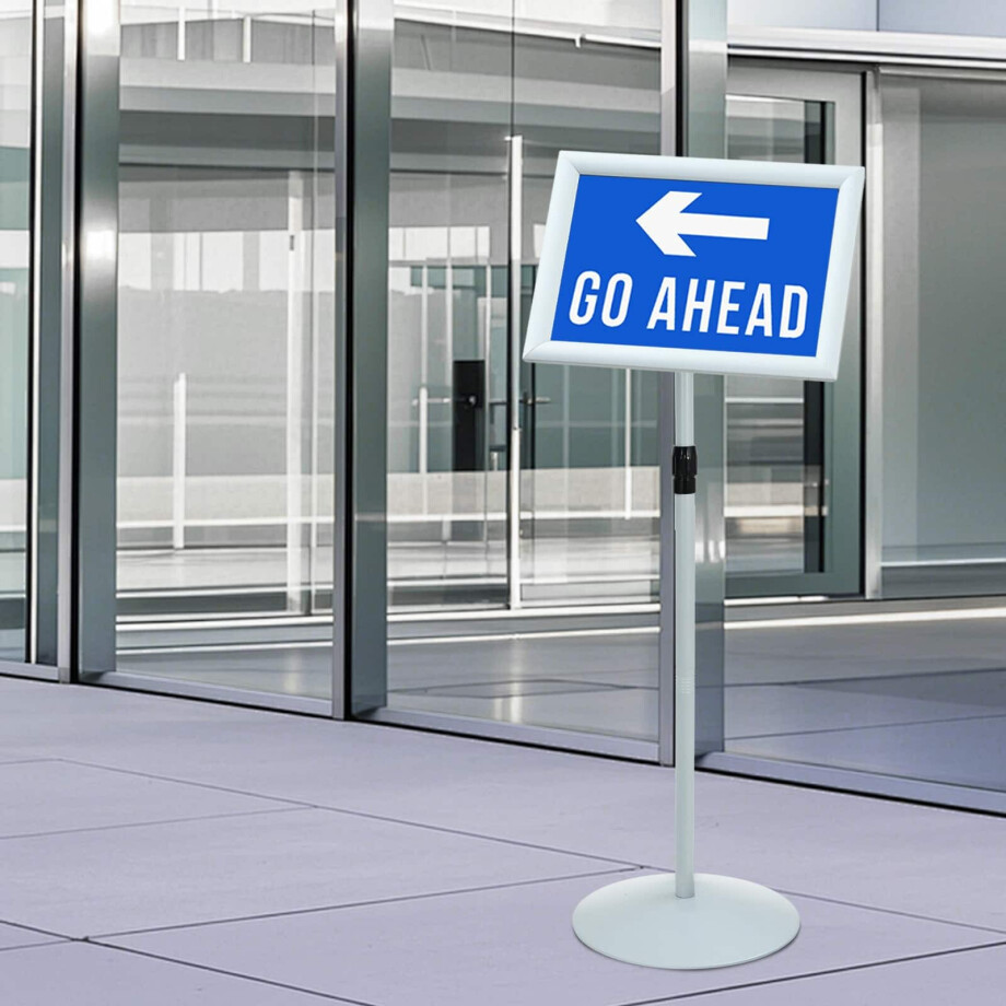 vidaXL Pedestal Posterstand Zilver 33 x 33 x 126 cm PVC en staal afbeelding 1