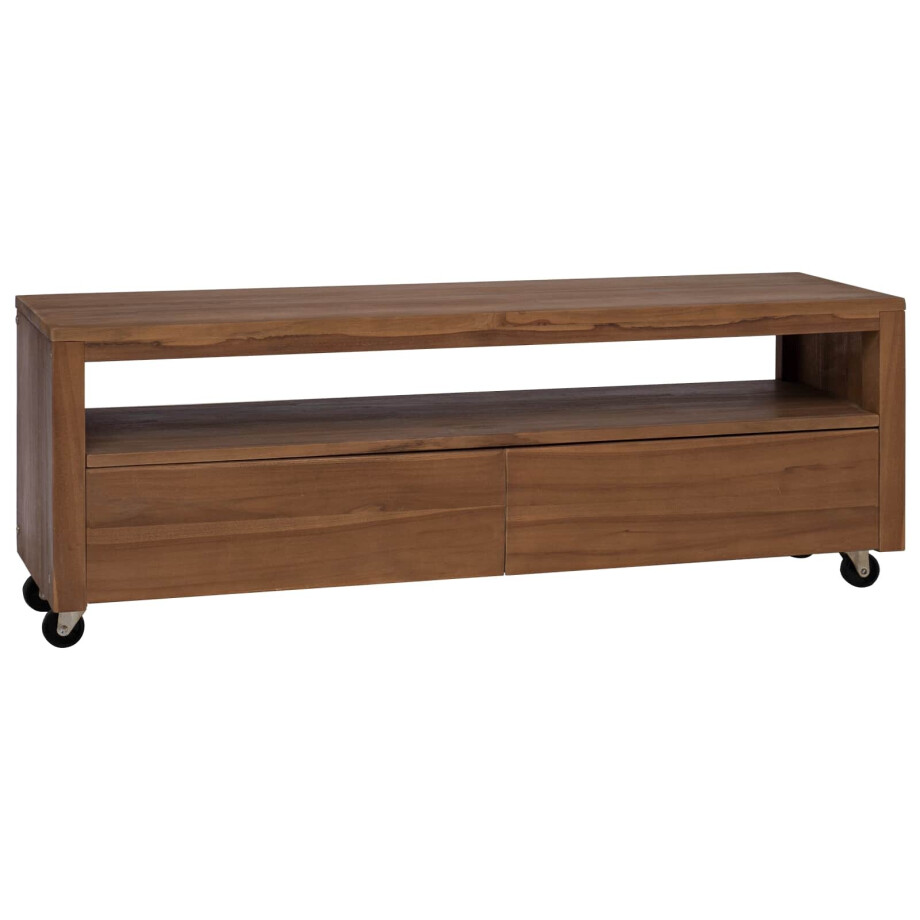 vidaXL Tv-meubel 110 x 30 x 40 cm Naturel Massief Teakhout afbeelding 1