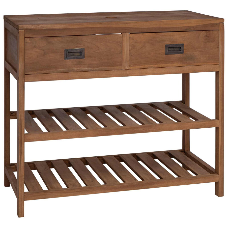 vidaXL Badkamerkast Naturel 90 x 45 x 75 cm Massief Teakhout afbeelding 1