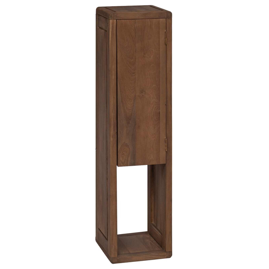 vidaXL Badkamer Zijkast Naturel 25 x 25 x 100 cm Massief Teakhout afbeelding 1