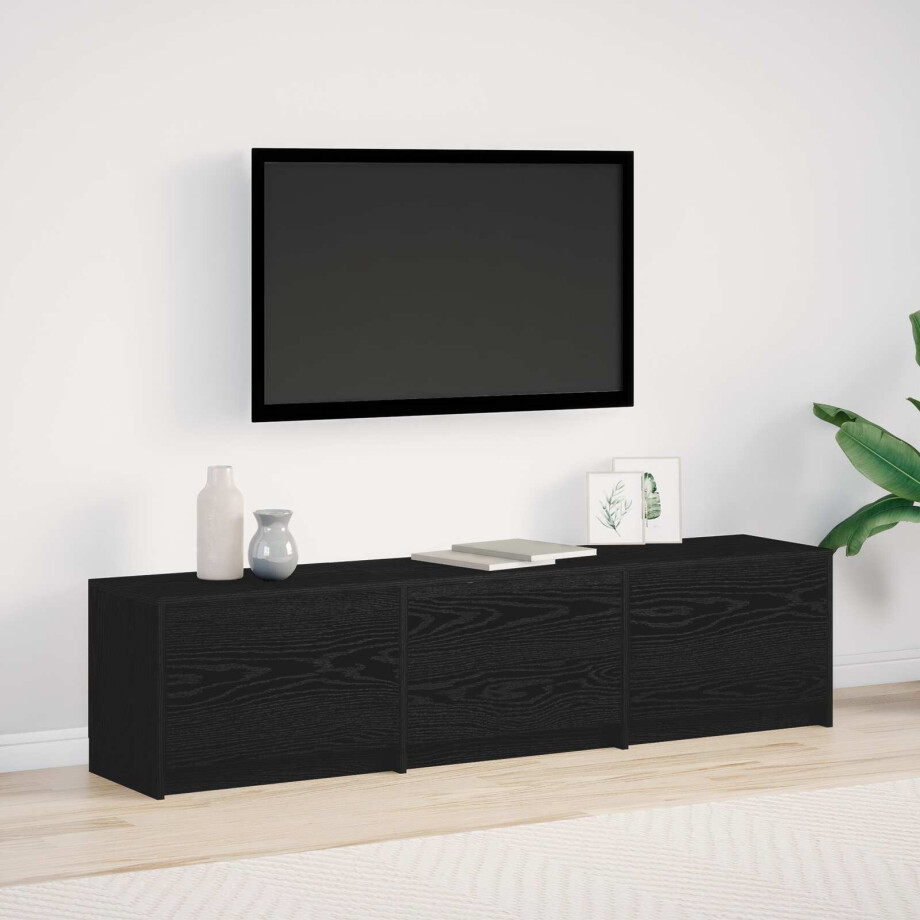 vidaXL TV-kast met LED Zwart Eiken 165 x 34 x 40 cm Bewerkt hout afbeelding 1